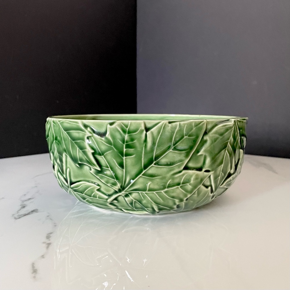 8" Green Maple Leaf Serving Bowl - Bordallo Pinheiro